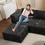 Canapé d'intérieur OVIOS avec pouf et rembourrage en peluche profonde