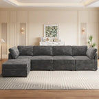 Canapé d'intérieur OVIOS avec pouf et rembourrage en peluche profonde