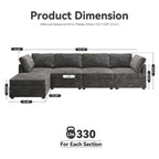 Canapé d'intérieur OVIOS avec pouf et rembourrage en peluche profonde