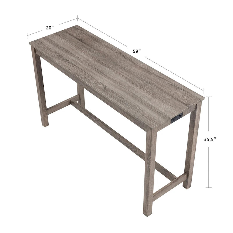 Ensemble table de bar et 8 tabourets hauts avec prises électriques intégrées