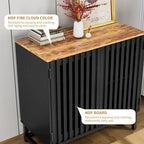 Meuble de rangement vintage à lattes rayé avec étagère réglable