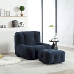 Oaks Aura Fluffy Bean Bag Chair, Super Soft Lazy Sofa Chair With Memory Foam And Ottoman, Indoor Modern Bean Bag Chair