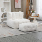 Oaks Aura Fluffy Bean Bag Chair, Super Soft Lazy Sofa Chair With Memory Foam And Ottoman, Indoor Modern Bean Bag Chair