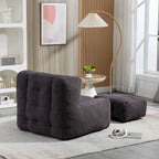 Oaks Aura Fluffy Bean Bag Chair, Super Soft Lazy Sofa Chair With Memory Foam And Ottoman, Indoor Modern Bean Bag Chair