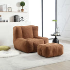 Oaks Aura Fluffy Bean Bag Chair, Super Soft Lazy Sofa Chair With Memory Foam And Ottoman, Indoor Modern Bean Bag Chair