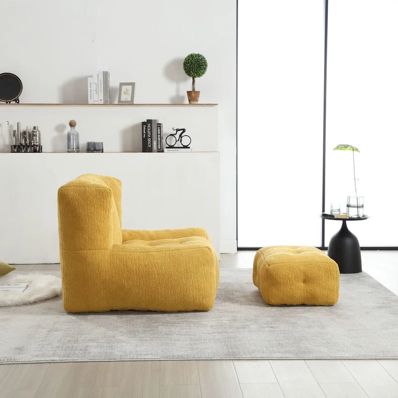 Oaks Aura Fluffy Bean Bag Chair, Super Soft Lazy Sofa Chair With Memory Foam And Ottoman, Indoor Modern Bean Bag Chair