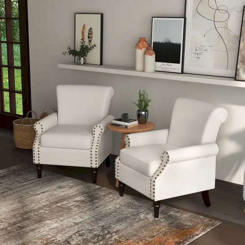 Lot de 2 fauteuils d'appoint classiques rembourrés