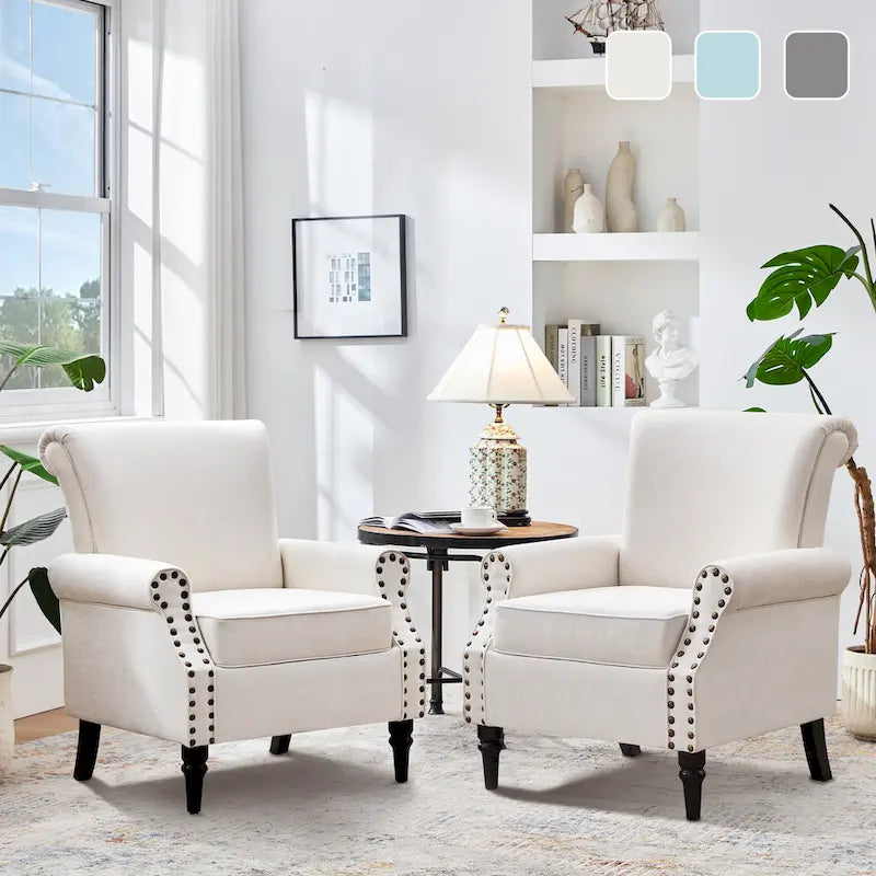 Lot de 2 fauteuils d'appoint classiques rembourrés