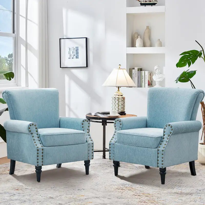 Lot de 2 fauteuils d'appoint classiques rembourrés