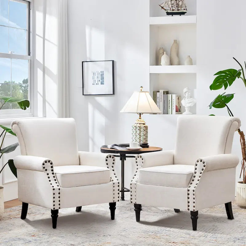 Lot de 2 fauteuils d'appoint classiques rembourrés