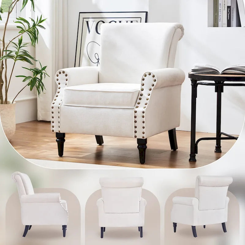 Lot de 2 fauteuils d'appoint classiques rembourrés
