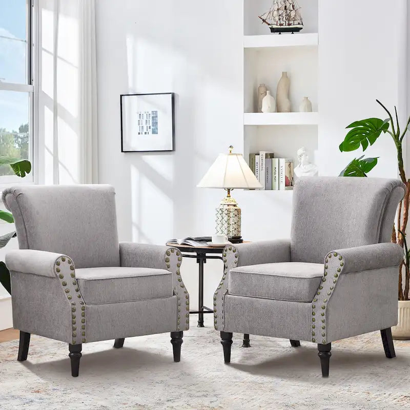 Lot de 2 fauteuils d'appoint classiques rembourrés